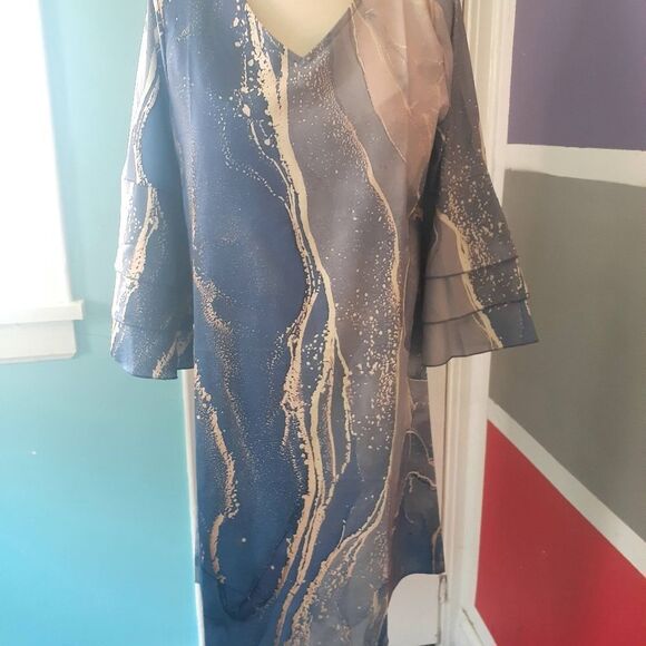 Casual Beach Marble Print Loose Dress - Picture 7 of 7